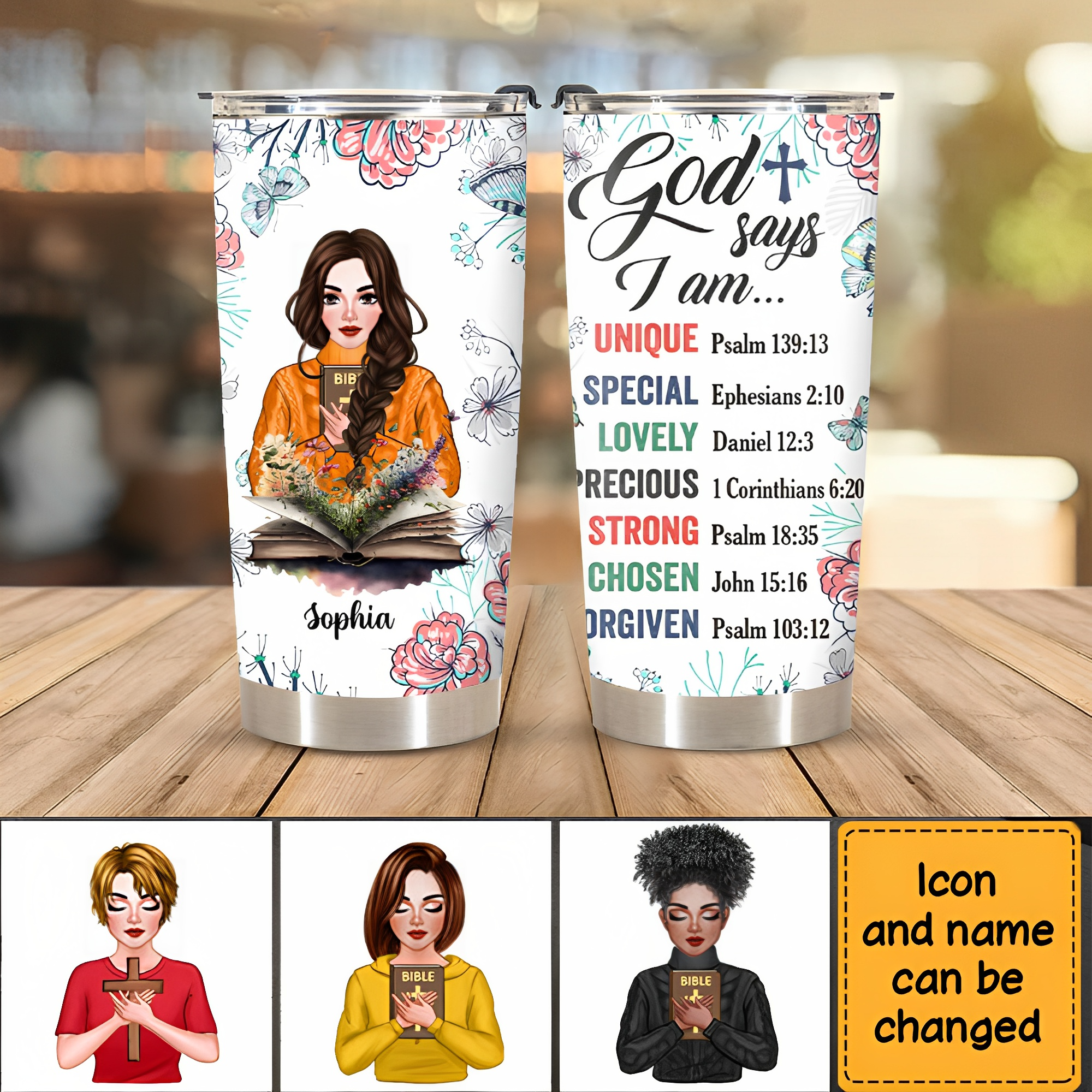 God Says Floral Steel Tumbler